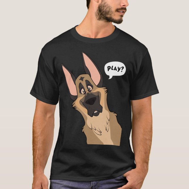 Grinning German Shepherd Dog T-Shirt (Vorderseite)