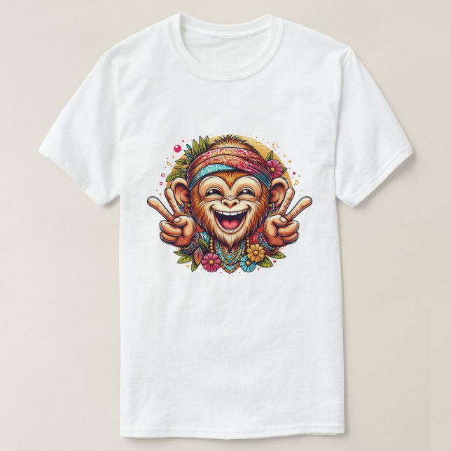 Grinning Peace Monkey Men's T-Shirt (Design vorne)
