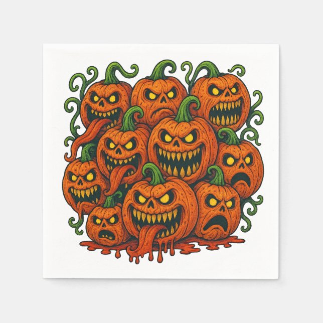 Grinning Pumpkin Halloween Serviette (Vorderseite)