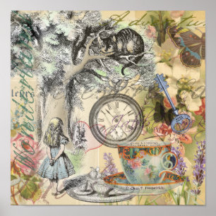 Grinsekatze Alice Wunderland Klassiker Poster