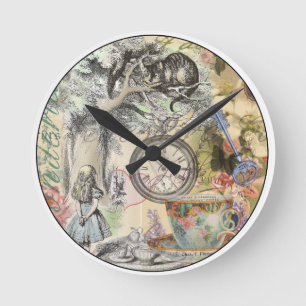 Grinsekatze Alice Wunderland Klassiker Runde Wanduhr