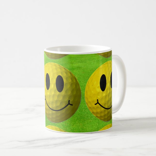 Grinsen Face Golf Ball Tasse (VorderseiteRechts)