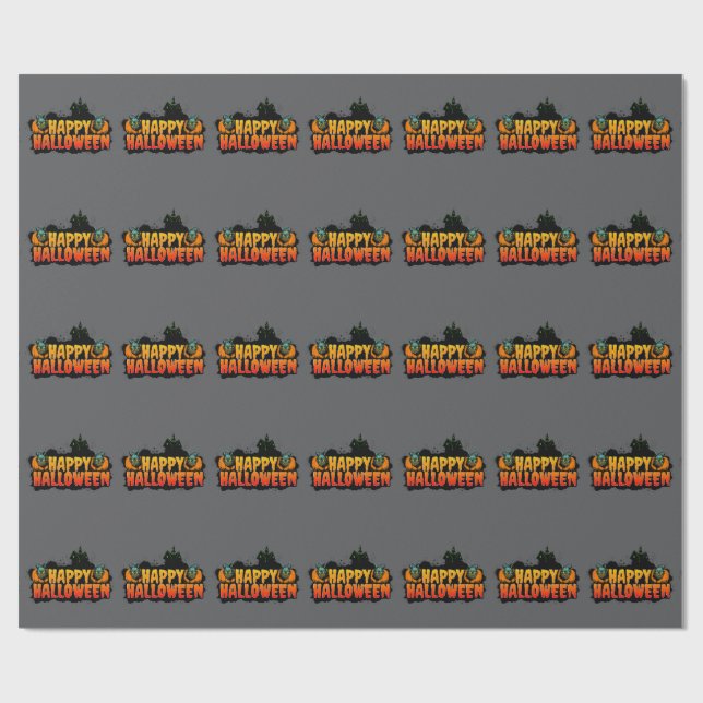 Grinsen Ghouls, Spuk Halloween Geschenkpapier (Flach)