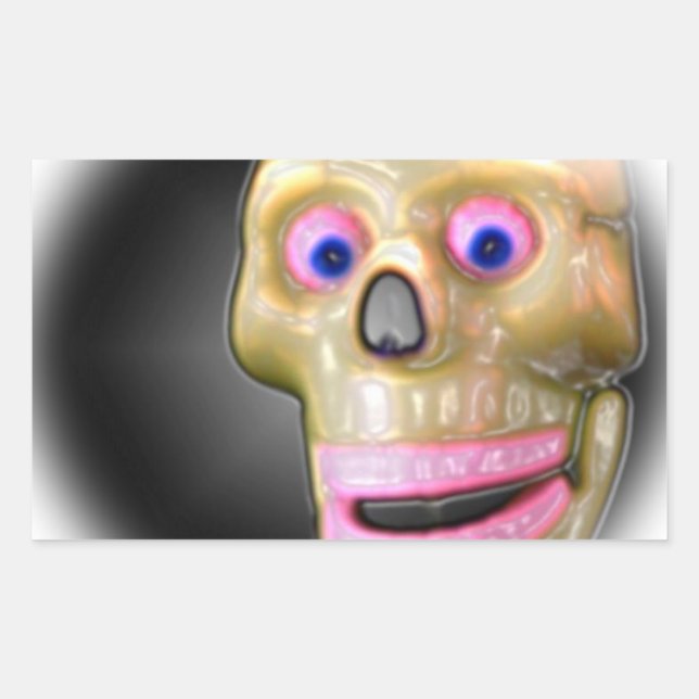 Grinsen Spooky Color Skull Halloween Rechteckiger Aufkleber (Vorderseite)