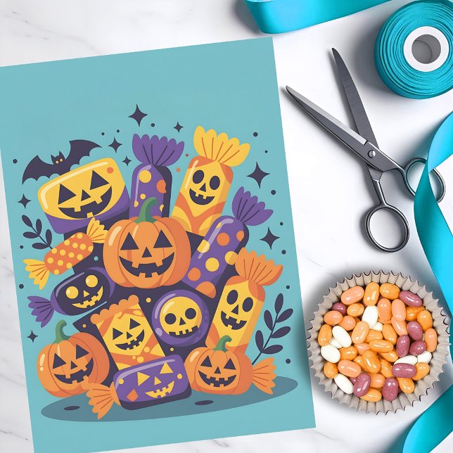 Grinsen von Jack-O' Lanterns Spooky Candy Hallowee Seidenpapier (Von Creator hochgeladen)