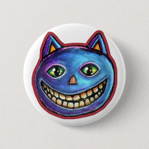 Grinsende Blaue Katze Vintage Halloweenies Button