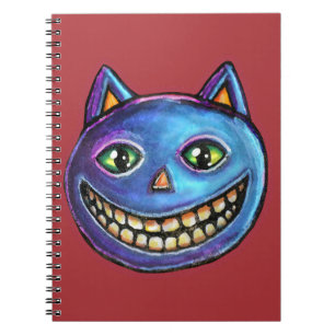 Grinsende Blaue Katze Vintage Halloweenies Notizblock