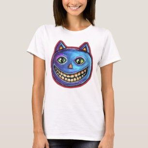 Grinsende Blaue Katze Vintage Halloweenies T-Shirt