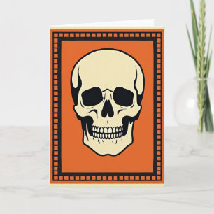 Grinsende Halloween-Karte mit Totenkopf Karte