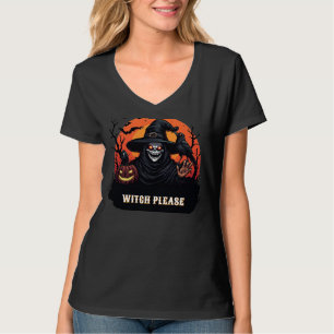 Grinsende Totenkopf-Hexe Halloween-Horror-Nacht 🕸 T-Shirt