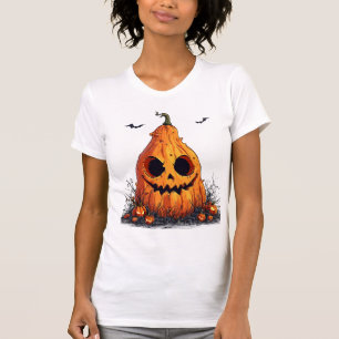 Grinsender Kürbis mit einem gruseligen Ausdruck T-Shirt
