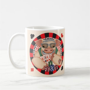 Grinsendes Poker Schwein Kaffeetasse