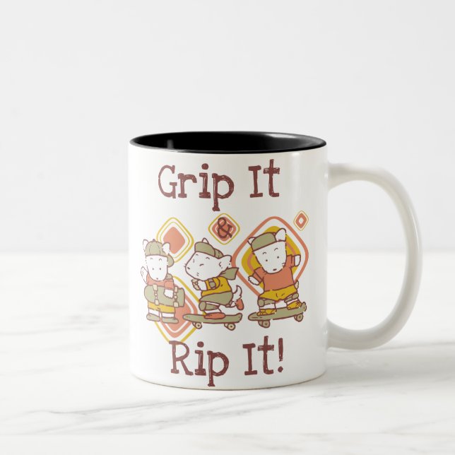 Grip It and Rip It Skateboarding Zweifarbige Tasse (Rechts)