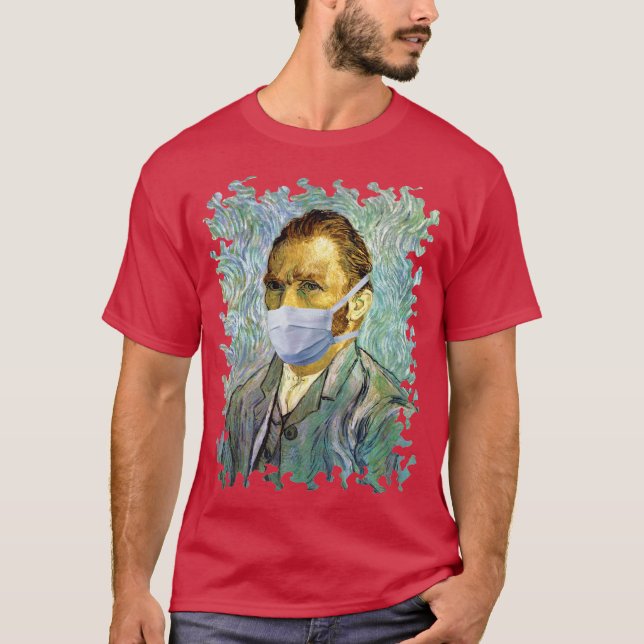 Grippe Jahreszeit Van Gogh Selbstportrait mit Mask T-Shirt (Vorderseite)