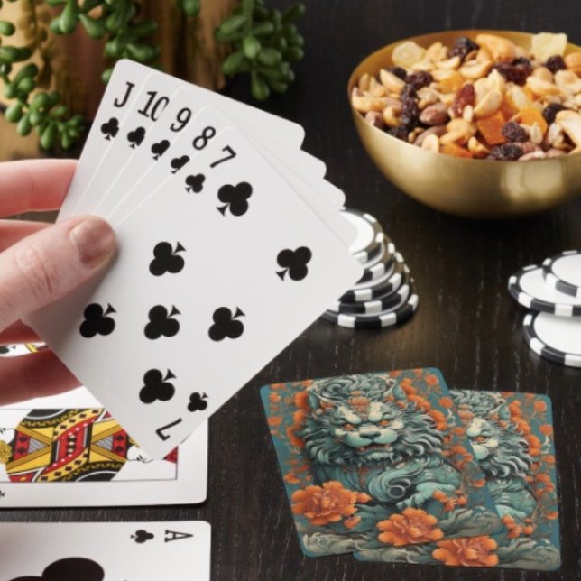 Grippe Löwe von Weisheit Spielkarten (Asian Lion Head poker type playing cards . Easy to shuffle smooth card stock. 2.5" x 3.5" poker size)