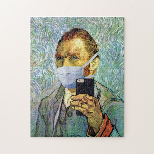 Grippe Saison Van Gogh Selbstportrait mit Maske Se Puzzle (Vertikal)