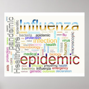 Grippegrippe in Verbindung stehender Text Poster