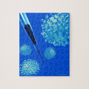 Grippeimpfstoff, Begriffscomputergrafik Puzzle