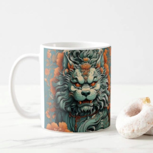 Grippelion der Weisheit Kaffeetasse (Asian Lion Head  mug available in 11 oz & 15 oz. Microwave and dishwasher safe. 
)
