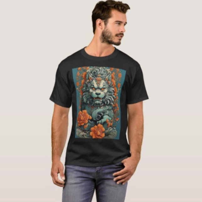 Grippelion der Weisheit T-Shirt (Asian Lion Head Art Graphic T-Shirt  100%  cotton unisex standard fit. 
)