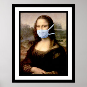 Grippewelle Mona Lisa mit Maske und falschem Rahme Poster