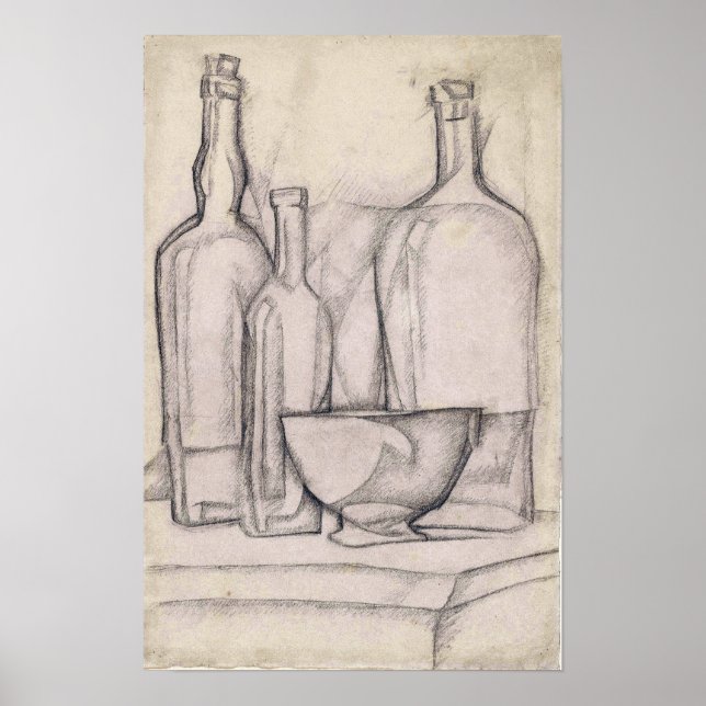 Gris - Flaschen und Schüssel 1911 Poster (Vorne)