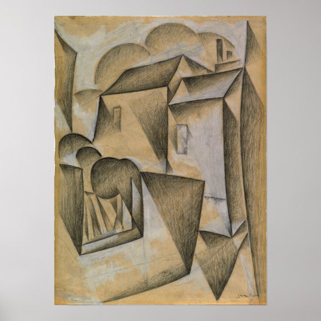 Gris - Häuser in Paris Poster (Vorne)