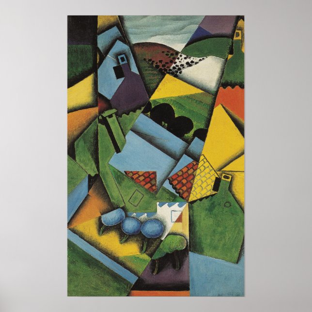 Gris - Landschaft und Häuser auf Ceret Poster (Vorne)