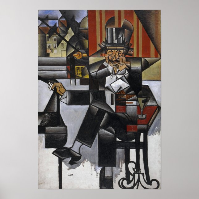 Gris - Mann in einem Café Poster (Vorne)