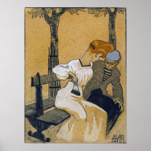 Gris - Mann und Frau auf einer Bank 1908 Poster
