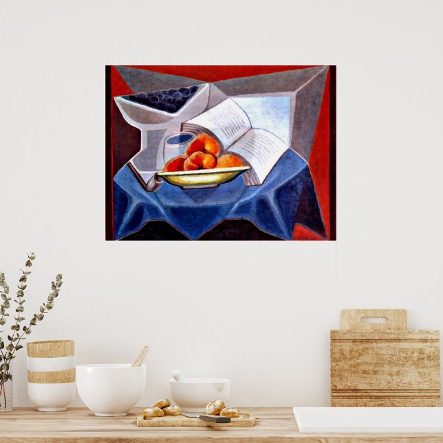 Gris - Obst und Buch Poster (Küche)