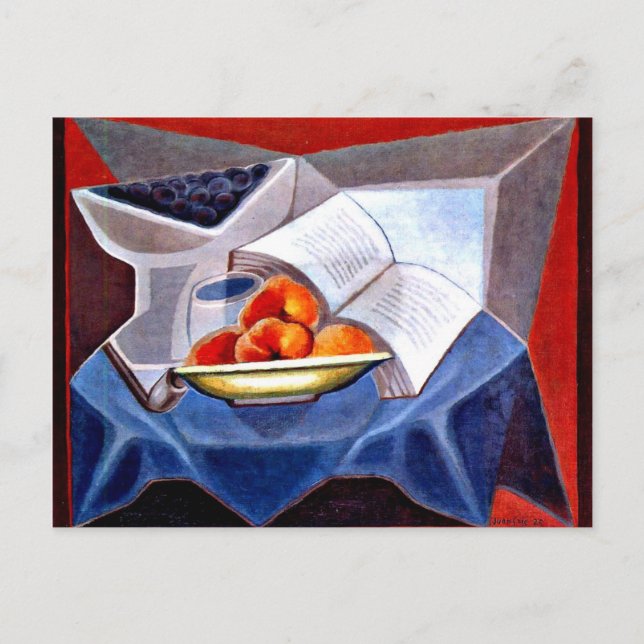 Gris - Obst und Buch Postkarte (Vorderseite)