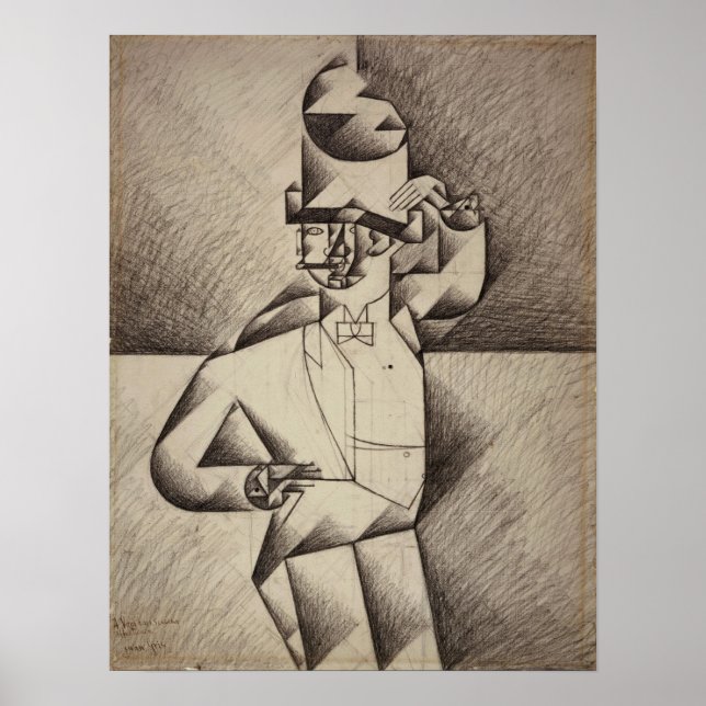 Gris - Studie für den Menschen in einem Café Poster (Vorne)