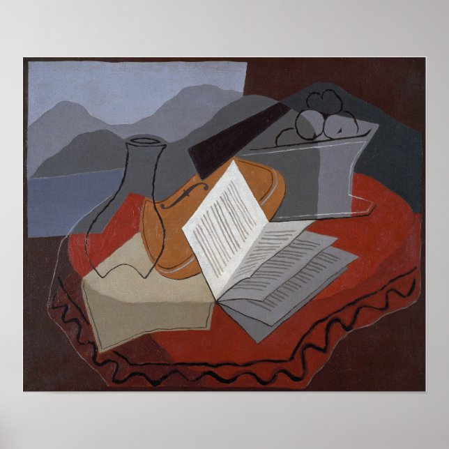 Gris - Violine vor einem offenen Fenster 1926 Poster (Vorne)