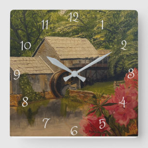 Gristmill, von Gary Poling Quadratische Wanduhr
