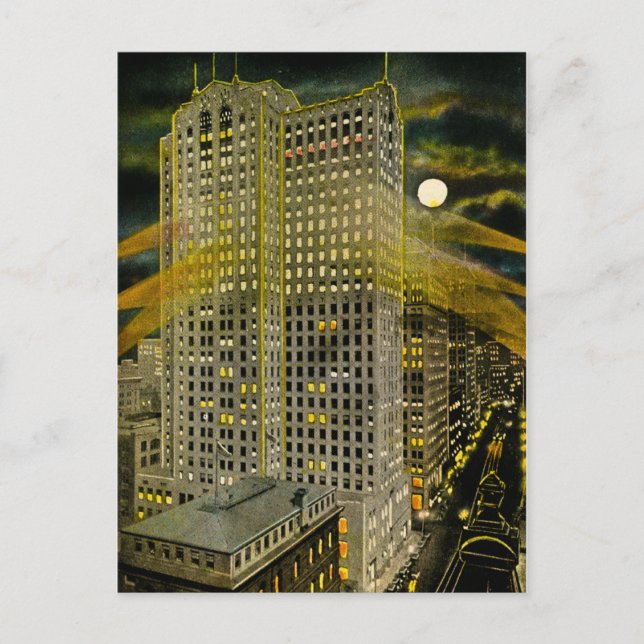 Griswold Street Detroit, Detroit Michigan Vintag Postkarte (Vorderseite)