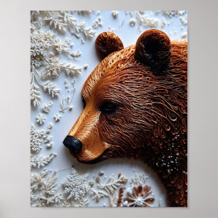 🐻 Griszzly-Bär-Papierkunst Natur Wildnis Poster