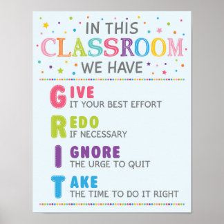 GRIT Akronym Klassenzimmer Wachstumsstrategie Poster