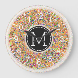 Grit Glitter Multicolor Painting Monogram #2 Große Wanduhr