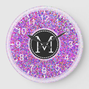 Grit Glitter Multicolor Painting Monogram Große Wanduhr