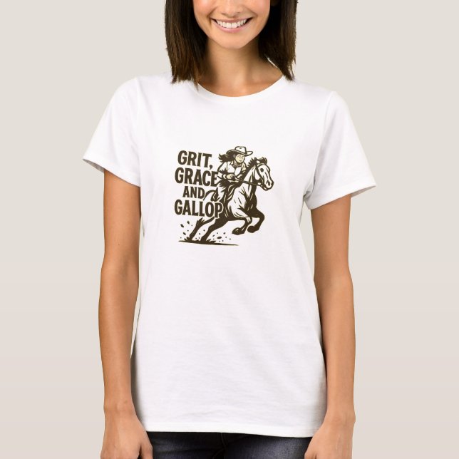 Grit Grace Bold Galopp Design T-Shirt (Vorderseite)