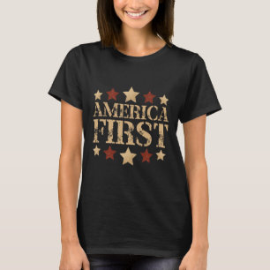 Gritty Bold Retro Politisches Slogan America First T-Shirt