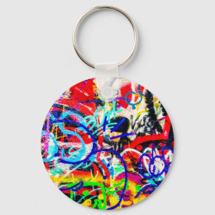 Gritty Crazy Graffiti Schlüsselanhänger