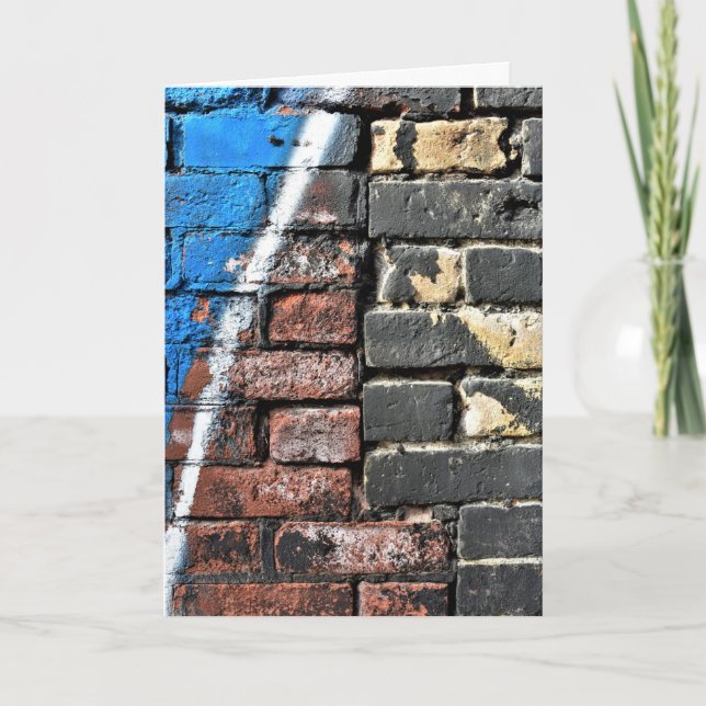 Gritty Two Tone Graffiti Art Brick Wall Karte (Vorderseite)