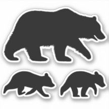 Grizzle Bär mit Cubs Silhouetten Vinyl Stickers