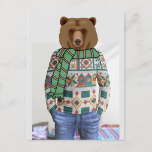 Grizzle Bären Weihnachtspulli POSTCARD Postkarte