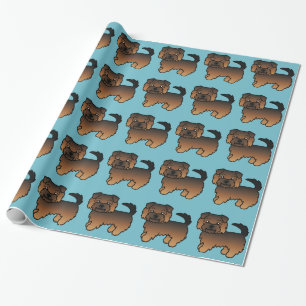 Grizzle Norfolk Terrier Cartoon Dog Muster Blau Geschenkpapier