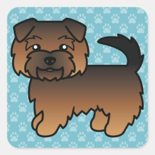 Grizzle Norfolk Terrier Dog Niedlich Illustration  Quadratischer Aufkleber