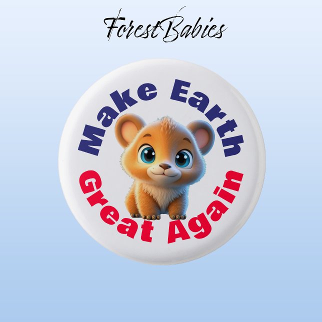 Grizzles Bären, die Erde wieder groß machen Button (Grizzly Bear 🐻 ForestBabies Button)