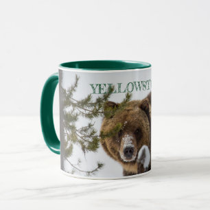 Grizzles Bären im Schnee, Yellowstone Nationalpark Tasse